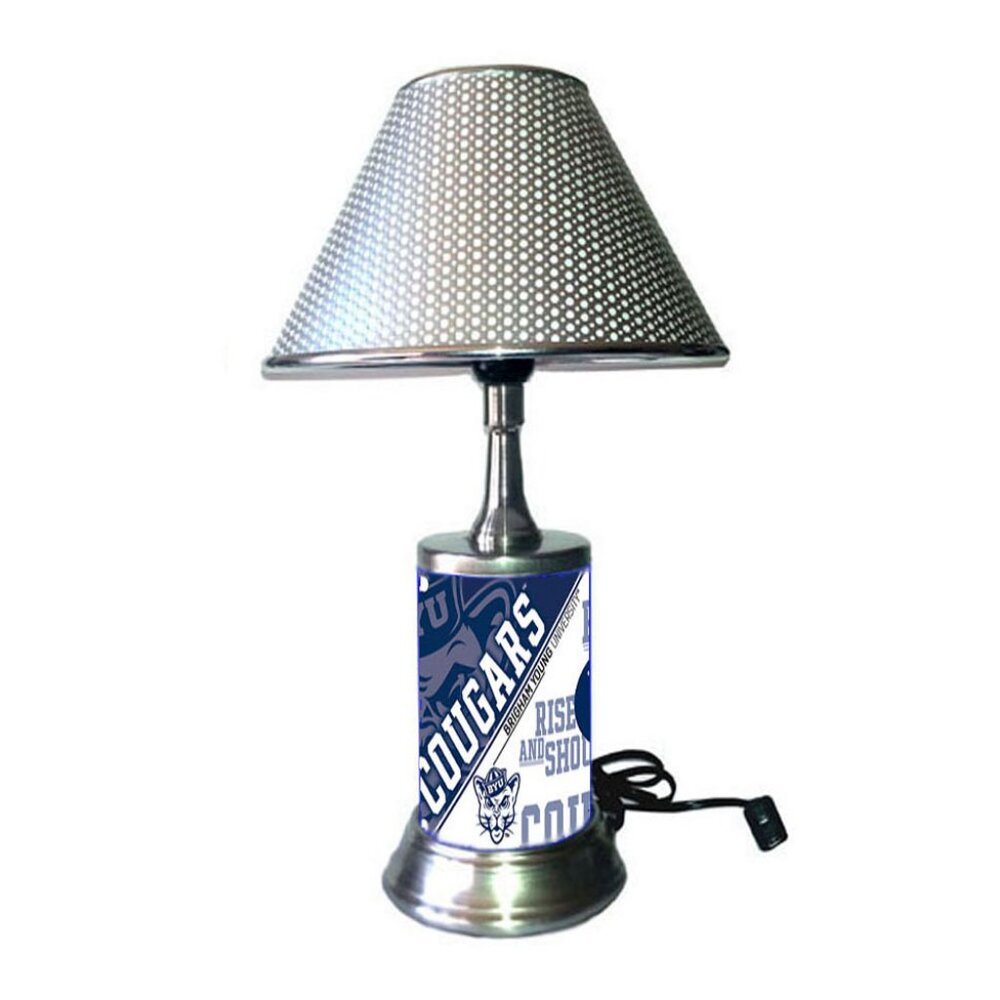 Brigham Young Courars BYU table lamp with chrome finish shade, NCAA